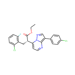 CCOC(=O)[C@@H](Cc1c(F)cccc1Cl)c1ccnc2c(-c3ccc(Cl)cc3)cnn12 ZINC000001405604