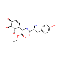 CCOC(=O)[C@@H](NC(=O)[C@@H](N)Cc1ccc(O)cc1)[C@@H]1C=C[C@H](O)[C@H](O)[C@H]1O ZINC000026508276