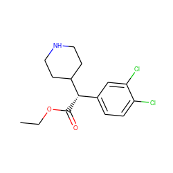 CCOC(=O)[C@@H](c1ccc(Cl)c(Cl)c1)C1CCNCC1 ZINC000096914796