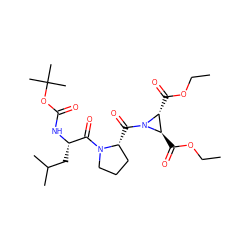 CCOC(=O)[C@@H]1[C@@H](C(=O)OCC)N1C(=O)[C@@H]1CCCN1C(=O)[C@H](CC(C)C)NC(=O)OC(C)(C)C ZINC000036178750