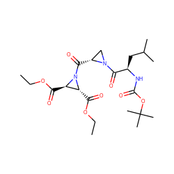 CCOC(=O)[C@@H]1[C@@H](C(=O)OCC)N1C(=O)[C@@H]1CN1C(=O)[C@@H](CC(C)C)NC(=O)OC(C)(C)C ZINC000036178701