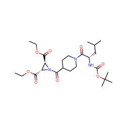 CCOC(=O)[C@@H]1[C@@H](C(=O)OCC)N1C(=O)C1CCN(C(=O)[C@H](CC(C)C)NC(=O)OC(C)(C)C)CC1 ZINC000036178710