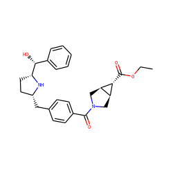CCOC(=O)[C@@H]1[C@H]2CN(C(=O)c3ccc(C[C@@H]4CC[C@H]([C@H](O)c5ccccc5)N4)cc3)C[C@H]21 ZINC000653803311