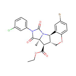 CCOC(=O)[C@@H]1[C@H]2COc3ccc(Br)cc3[C@@H]2N2C(=O)N(c3cccc(Cl)c3)C(=O)[C@]12C ZINC000059781948