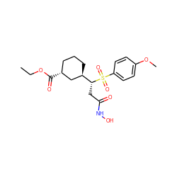 CCOC(=O)[C@@H]1CCC[C@@H]([C@@H](CC(=O)NO)S(=O)(=O)c2ccc(OC)cc2)C1 ZINC000029348237