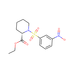 CCOC(=O)[C@@H]1CCCCN1S(=O)(=O)c1cccc([N+](=O)[O-])c1 ZINC000066112508