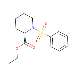 CCOC(=O)[C@@H]1CCCCN1S(=O)(=O)c1ccccc1 ZINC000034421479