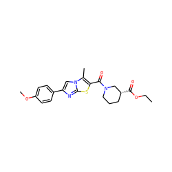 CCOC(=O)[C@@H]1CCCN(C(=O)c2sc3nc(-c4ccc(OC)cc4)cn3c2C)C1 ZINC000004005017