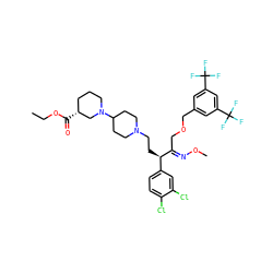 CCOC(=O)[C@@H]1CCCN(C2CCN(CC[C@@H](/C(COCc3cc(C(F)(F)F)cc(C(F)(F)F)c3)=N/OC)c3ccc(Cl)c(Cl)c3)CC2)C1 ZINC000027553157