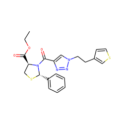 CCOC(=O)[C@@H]1CS[C@@H](c2ccccc2)N1C(=O)c1cn(CCc2ccsc2)nn1 ZINC000029044334