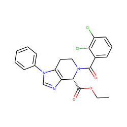 CCOC(=O)[C@@H]1c2ncn(-c3ccccc3)c2CCN1C(=O)c1cccc(Cl)c1Cl ZINC000218359124