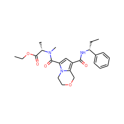 CCOC(=O)[C@H](C)N(C)C(=O)c1cc(C(=O)N[C@H](CC)c2ccccc2)c2n1CCOC2 ZINC000143765677