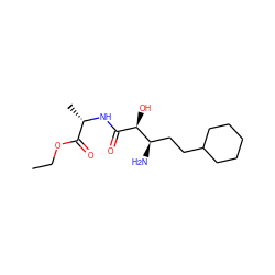 CCOC(=O)[C@H](C)NC(=O)[C@@H](O)[C@H](N)CCC1CCCCC1 ZINC000027990339