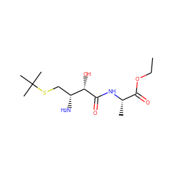 CCOC(=O)[C@H](C)NC(=O)[C@@H](O)[C@H](N)CSC(C)(C)C ZINC000027983721