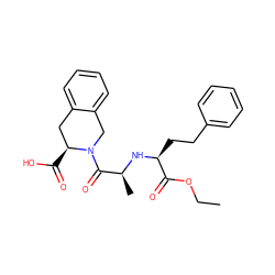 CCOC(=O)[C@H](CCc1ccccc1)N[C@@H](C)C(=O)N1Cc2ccccc2C[C@@H]1C(=O)O ZINC000001530749