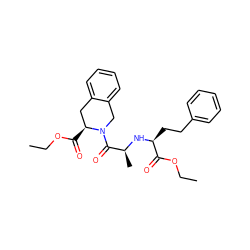 CCOC(=O)[C@H](CCc1ccccc1)N[C@@H](C)C(=O)N1Cc2ccccc2C[C@@H]1C(=O)OCC ZINC000029565410