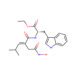 CCOC(=O)[C@H](Cc1c[nH]c2ccccc12)NC(=O)/C(=C/C(C)C)CC(=O)NO ZINC000013537468