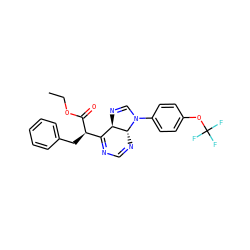 CCOC(=O)[C@H](Cc1ccccc1)C1=NC=N[C@@H]2[C@@H]1N=CN2c1ccc(OC(F)(F)F)cc1 ZINC000169344401