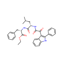 CCOC(=O)[C@H](Cc1ccccc1)NC(=O)[C@H](CC(C)C)NC(=O)C(=O)c1c(-c2ccccc2)[nH]c2ccccc12 ZINC000653889639