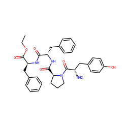 CCOC(=O)[C@H](Cc1ccccc1)NC(=O)[C@H](Cc1ccccc1)NC(=O)[C@@H]1CCCN1C(=O)[C@@H](N)Cc1ccc(O)cc1 ZINC000042835259