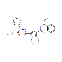 CCOC(=O)[C@H](NC(=O)c1cc(C(=O)N[C@H](CC)c2ccccc2)c2n1CCOC2)c1ccccc1 ZINC000143820112