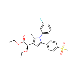 CCOC(=O)[C@H](OCC)c1cc(-c2ccc(S(C)(=O)=O)cc2)n(-c2cccc(F)c2)c1C ZINC000040955952