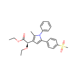 CCOC(=O)[C@H](OCC)c1cc(-c2ccc(S(C)(=O)=O)cc2)n(-c2ccccc2)c1C ZINC000040955950