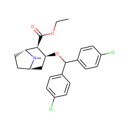 CCOC(=O)[C@H]1[C@@H](OC(c2ccc(Cl)cc2)c2ccc(Cl)cc2)C[C@H]2CC[C@H]1N2C ZINC000101065730