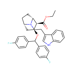 CCOC(=O)[C@H]1[C@@H](OC(c2ccc(F)cc2)c2ccc(F)cc2)C[C@@H]2CC[C@H]1N2CCc1c[nH]c2ccccc12 ZINC001772594164