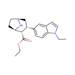 CCOC(=O)[C@H]1[C@@H](c2ccc3c(ccn3CC)c2)C[C@@H]2CC[C@H]1N2 ZINC000027552736