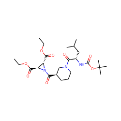 CCOC(=O)[C@H]1[C@H](C(=O)OCC)N1C(=O)[C@@H]1CCCN(C(=O)[C@H](CC(C)C)NC(=O)OC(C)(C)C)C1 ZINC000036178722