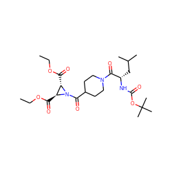 CCOC(=O)[C@H]1[C@H](C(=O)OCC)N1C(=O)C1CCN(C(=O)[C@H](CC(C)C)NC(=O)OC(C)(C)C)CC1 ZINC000036178688