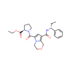 CCOC(=O)[C@H]1CCCN1C(=O)c1cc(C(=O)N[C@H](CC)c2ccccc2)c2n1CCOC2 ZINC000143663563