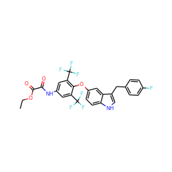 CCOC(=O)C(=O)Nc1cc(C(F)(F)F)c(Oc2ccc3[nH]cc(Cc4ccc(F)cc4)c3c2)c(C(F)(F)F)c1 ZINC000028351794