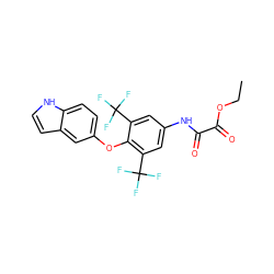 CCOC(=O)C(=O)Nc1cc(C(F)(F)F)c(Oc2ccc3[nH]ccc3c2)c(C(F)(F)F)c1 ZINC000028349870