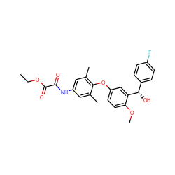 CCOC(=O)C(=O)Nc1cc(C)c(Oc2ccc(OC)c([C@@H](O)c3ccc(F)cc3)c2)c(C)c1 ZINC000013602454