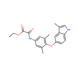 CCOC(=O)C(=O)Nc1cc(C)c(Oc2ccc3[nH]cc(C)c3c2)c(C)c1 ZINC000028350993