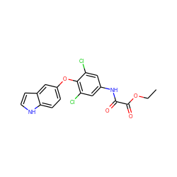 CCOC(=O)C(=O)Nc1cc(Cl)c(Oc2ccc3[nH]ccc3c2)c(Cl)c1 ZINC000028347761