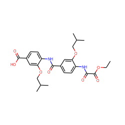 CCOC(=O)C(=O)Nc1ccc(C(=O)Nc2ccc(C(=O)O)cc2OCC(C)C)cc1OCC(C)C ZINC000299852087