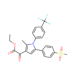 CCOC(=O)C(=O)c1cc(-c2ccc(S(C)(=O)=O)cc2)n(-c2ccc(C(F)(F)F)cc2)c1C ZINC000013643733