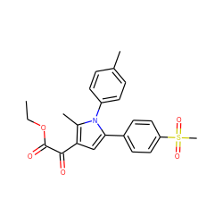 CCOC(=O)C(=O)c1cc(-c2ccc(S(C)(=O)=O)cc2)n(-c2ccc(C)cc2)c1C ZINC000013643730