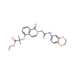 CCOC(=O)C(C)(C)Oc1cccc2c(=O)n(CC(=O)Nc3ccc4c(c3)OCCO4)ccc12 ZINC000029048463