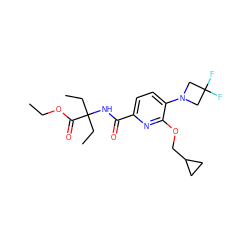 CCOC(=O)C(CC)(CC)NC(=O)c1ccc(N2CC(F)(F)C2)c(OCC2CC2)n1 ZINC000150119599