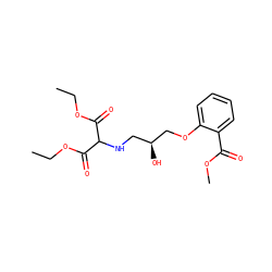 CCOC(=O)C(NC[C@H](O)COc1ccccc1C(=O)OC)C(=O)OCC ZINC000053084477