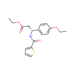 CCOC(=O)C[C@@H](NC(=O)c1cccs1)c1ccc(OCC)cc1 ZINC000003627057