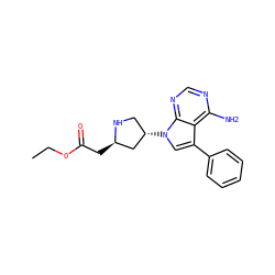 CCOC(=O)C[C@@H]1C[C@@H](n2cc(-c3ccccc3)c3c(N)ncnc32)CN1 ZINC000040395075