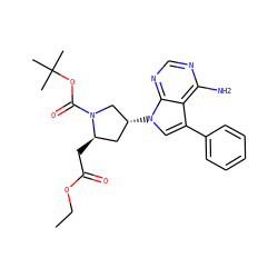 CCOC(=O)C[C@@H]1C[C@@H](n2cc(-c3ccccc3)c3c(N)ncnc32)CN1C(=O)OC(C)(C)C ZINC000040891880