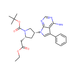 CCOC(=O)C[C@H]1C[C@@H](n2cc(-c3ccccc3)c3c(N)ncnc32)CN1C(=O)OC(C)(C)C ZINC000027986032