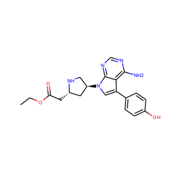 CCOC(=O)C[C@H]1C[C@H](n2cc(-c3ccc(O)cc3)c3c(N)ncnc32)CN1 ZINC000027984032