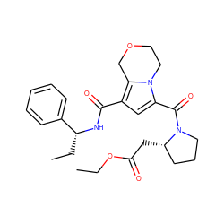 CCOC(=O)C[C@H]1CCCN1C(=O)c1cc(C(=O)N[C@H](CC)c2ccccc2)c2n1CCOC2 ZINC000143889357